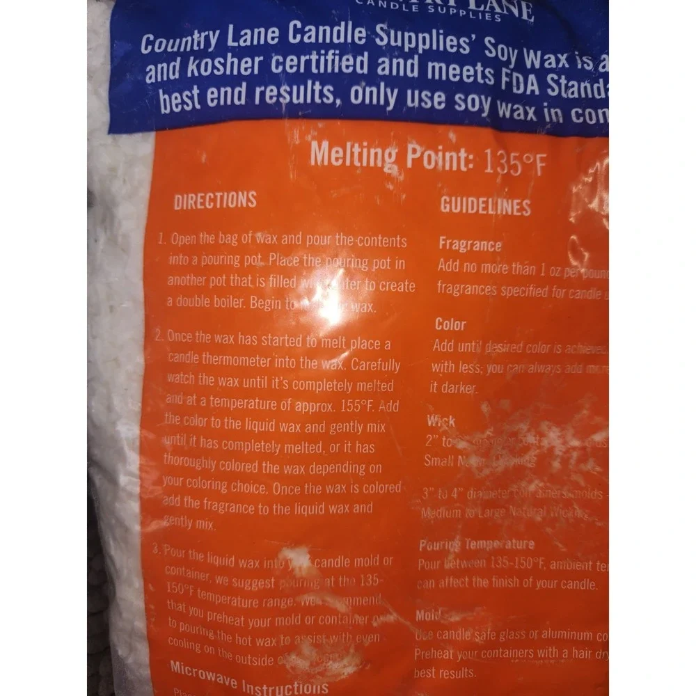 100% Natural Soy‎ Wax Flakes Candle Making Supply 2Lb Country Lane Candle Supply